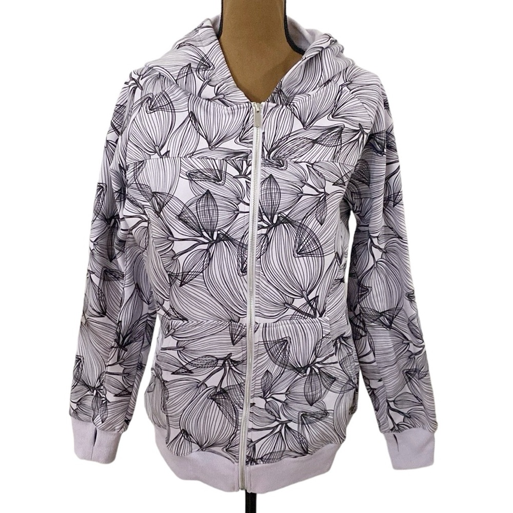 Buff Bunny core zip jacket hoodie floral sketch print in citrus lilac size XXXL - Picture 2 of 15